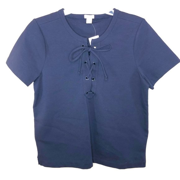 J. Crew Factory Tops - 5/$35 J. Crew Factory Navy Lace Up Top - S